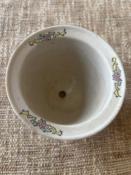 Vtg Chinese Famille Noire Black Floral Porcelain Cachepot