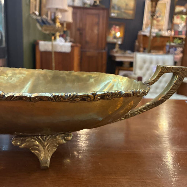 Vintage Brass Elongated Footed Bowl 8" x 21"