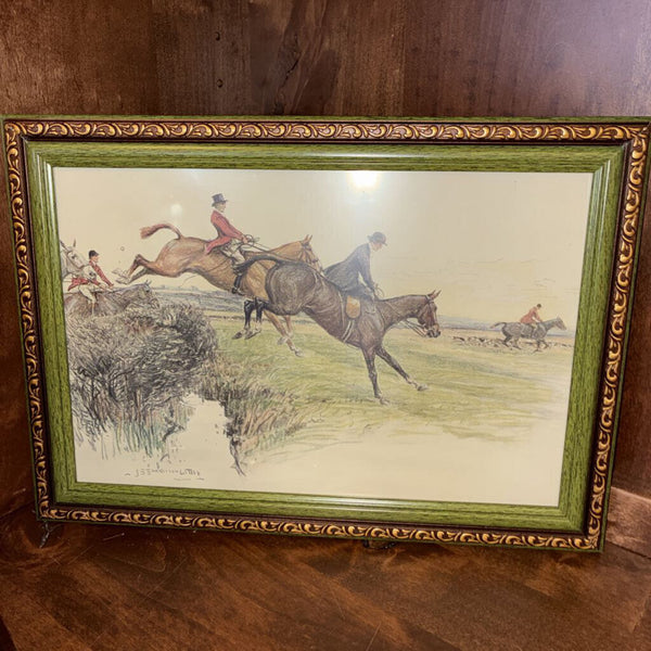 Vintage Equestrian Print in Frame 10" x 14'