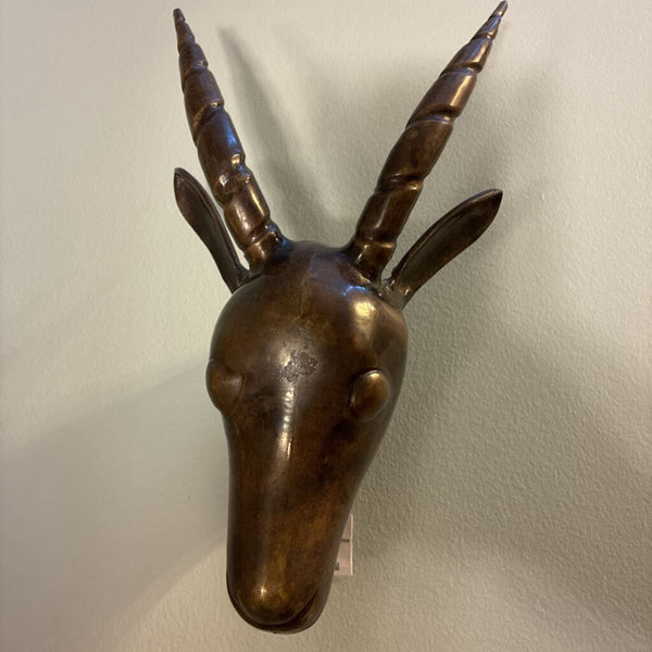 Vintage Bronze Rams Head Wall Hanging 7" x 12"