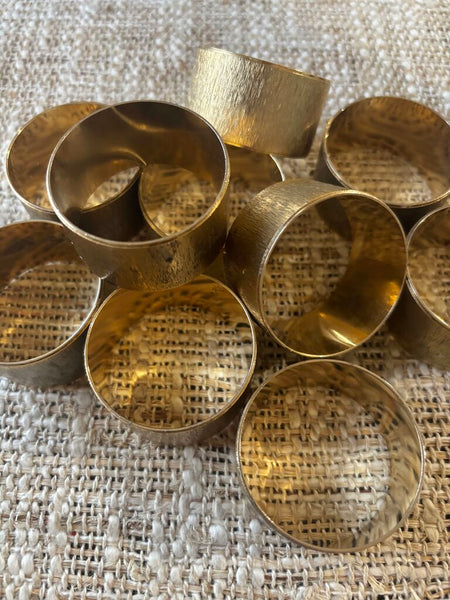 Set of 12 MCM Gold Tone Brushed Napkin Rings
