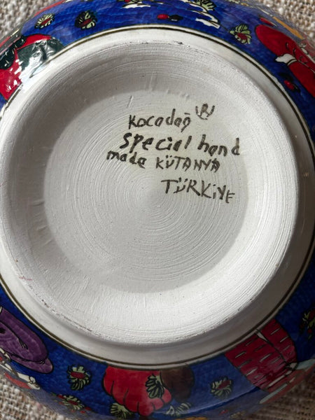 Vtg Kutahya Turkey Hand Painted Pottery Bowl