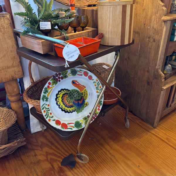 Vintage cosco metal two tiered folding bar cart (in store pick up only)