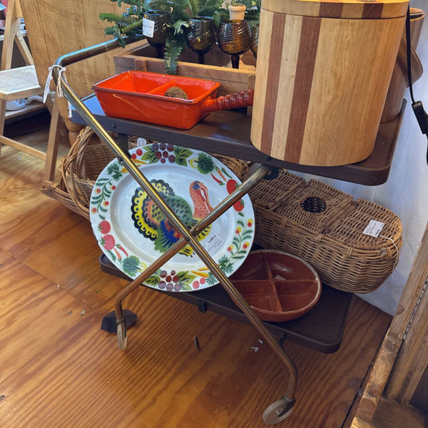 Vintage cosco metal two tiered folding bar cart (in store pick up only)