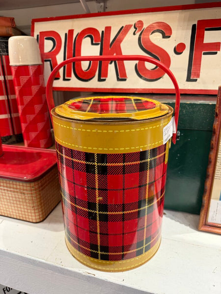 JFV , Vintage Skotch Plaid 2 gallon cooler .