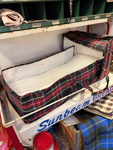 JFV ~ Vintage Scotch Plaid Travel Baby bassinet.