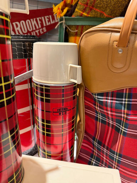 JFV ~ Vintage Vintage scotch Plaid double thermos lunch tote