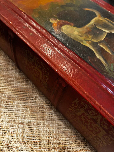 Vintage Hand Painted Wood Faux Book Box