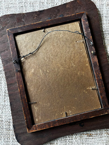 Antique Ornate Wood Framed Print of Pilgrim Couple