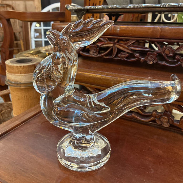 Vintage 1960's Glass Rooster 8" x 8"