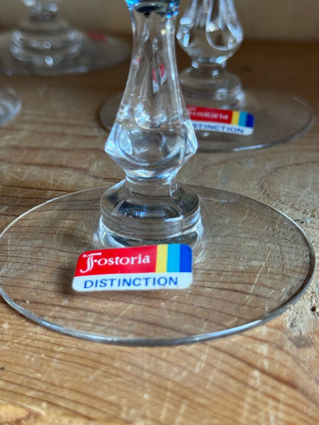 Fostoria set of 6 Distinction Light Blue Champagne / Sherbet Glasses 4 1/2"
