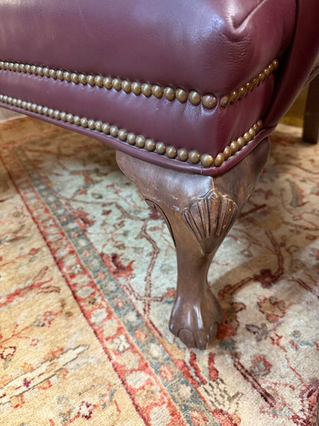 Ethan Allen Plum Leather Wingback Chair (in-store pick-up only)