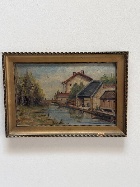 1658 Vintage Oil on Board Architectural Scene