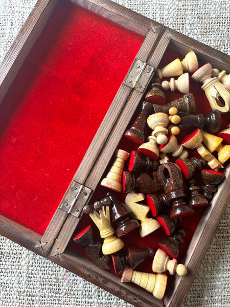 Vintage Wood Travel Chess Set