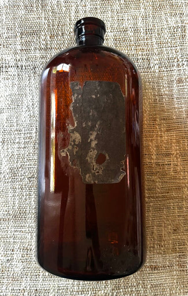 Large Antique Amber Apothecary Glass Bottle
