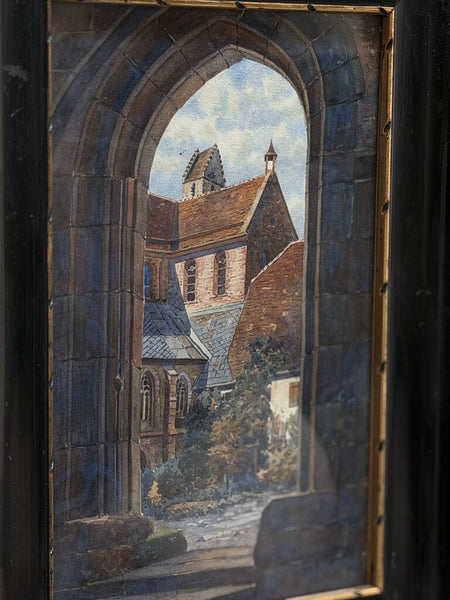 1818 Architectural Watercolor Painting dated 1922
