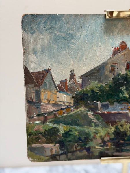 2213 French Impressionist Neighborbood Landscape Painting