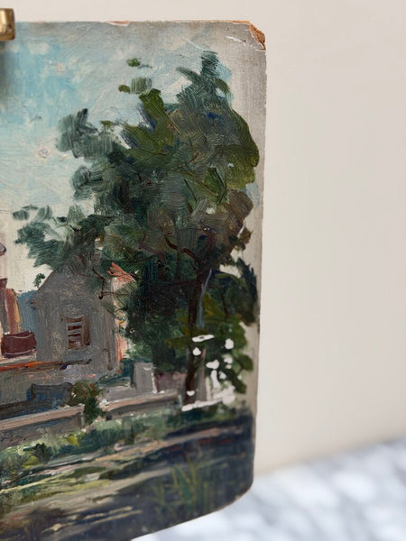 2213 French Impressionist Neighborbood Landscape Painting
