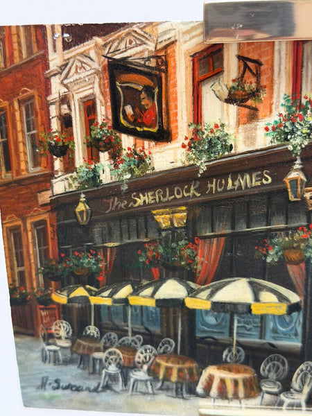 1695 Parisian Cafe Embellished Oil Print