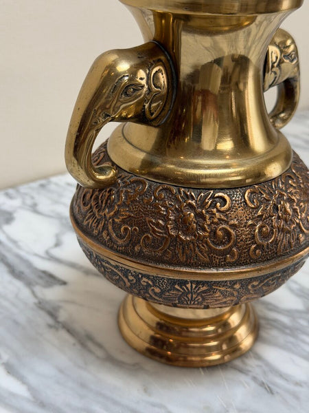 0276 Brass Vase w/ Elephant Handles