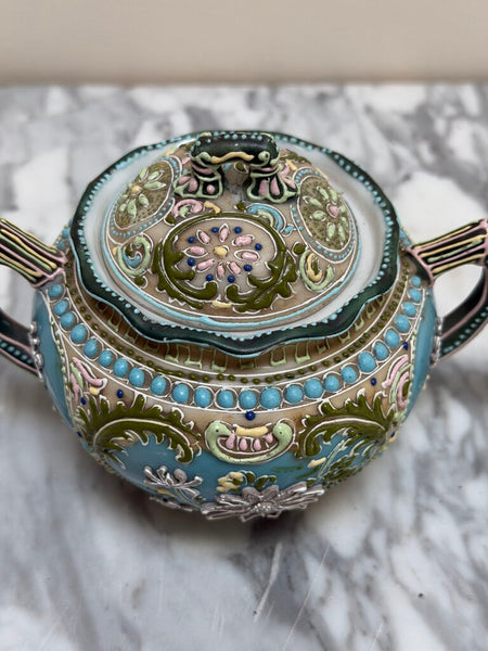 Antique Japanese Moriage Hand Painted Sugar and Creamer Set