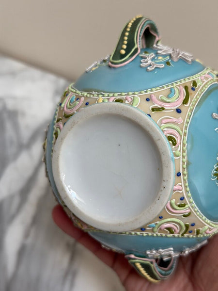 Antique Japanese Moriage Hand Painted Sugar and Creamer Set