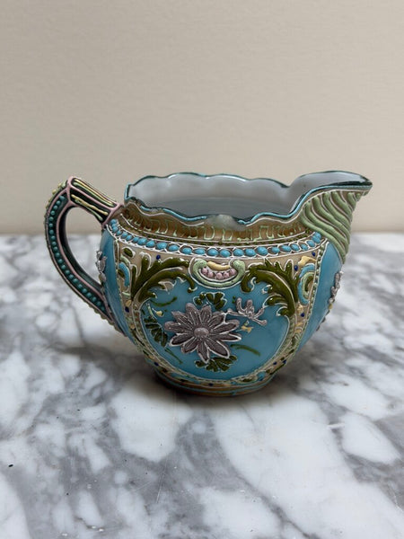 Antique Japanese Moriage Hand Painted Sugar and Creamer Set