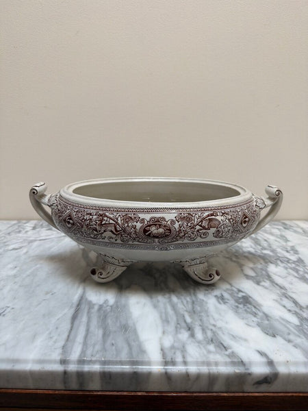 C. 1860-1880 Antique English Staffordshire Brownfield Brown Transferware Tureen