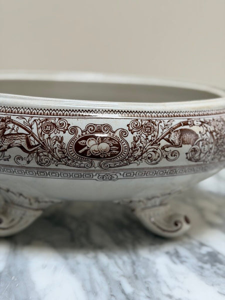C. 1860-1880 Antique English Staffordshire Brownfield Brown Transferware Tureen