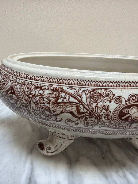 C. 1860-1880 Antique English Staffordshire Brownfield Brown Transferware Tureen