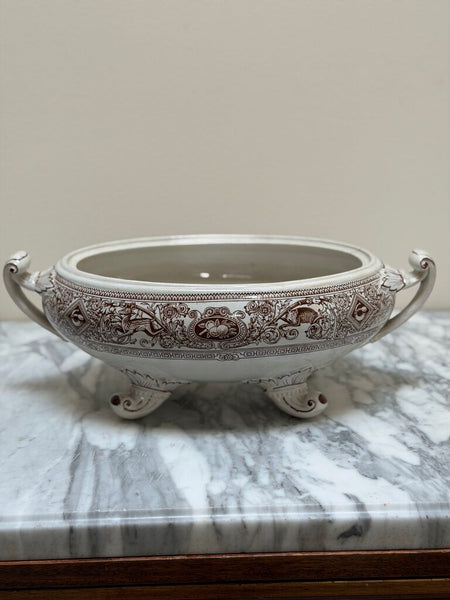 C. 1860-1880 Antique English Staffordshire Brownfield Brown Transferware Tureen
