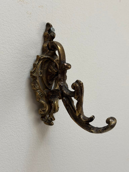 1752 Single Ornate Brass Wall Hook