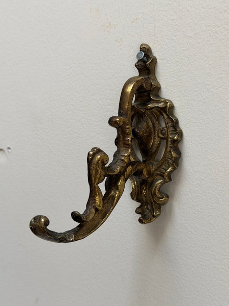 1752 Single Ornate Brass Wall Hook