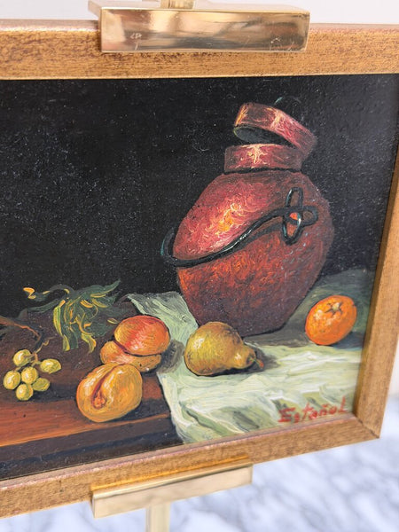 1663 Mini Still Life w/ copper jug and Fruit