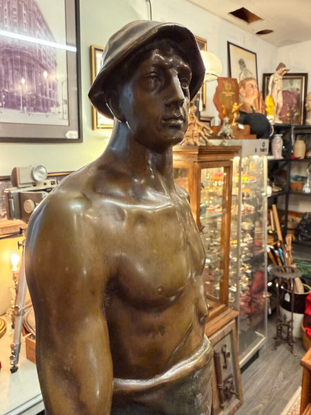 Julius Paul Schmidt-Felling (1835-1920), Germany, Bronze Sculpture: Foundry Worker, 22 1/2"in H x 7 1/2"in W x 7 1/2"in D