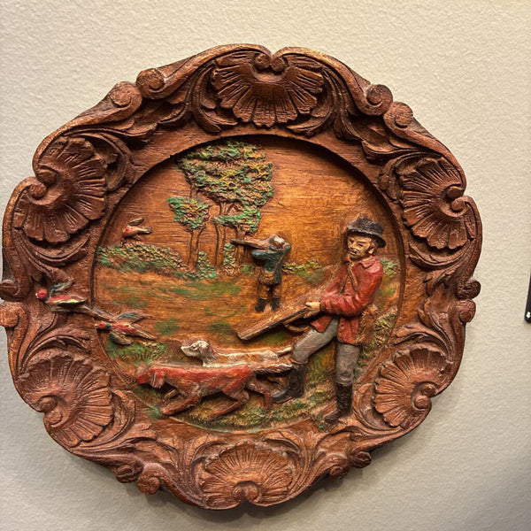 Hand Carved Made in France Hunt Scene