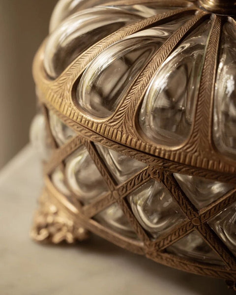 1586 Oval Lidded Bubble Glass Jar