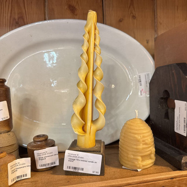 Vintage 70's twisted candle on stand