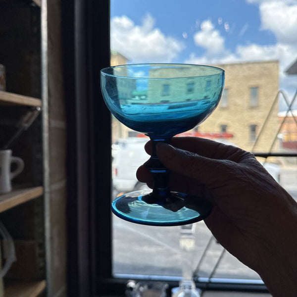 Vintage blue 60's coupe glass (each) empoli style