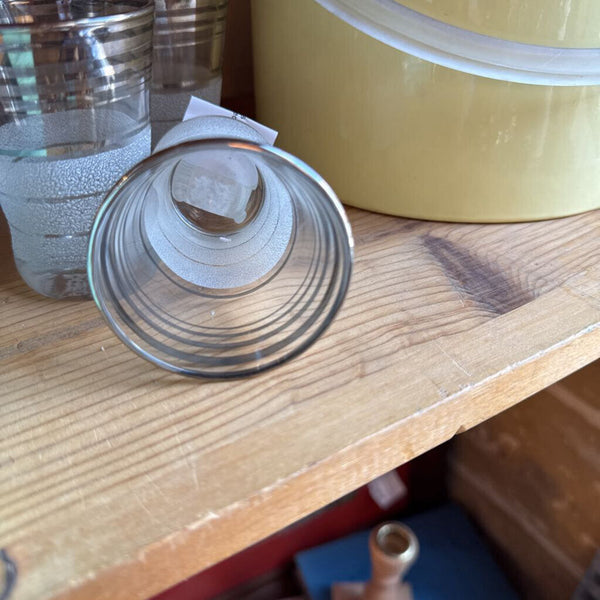Mid century shot glass (each) silver stripe and frosted