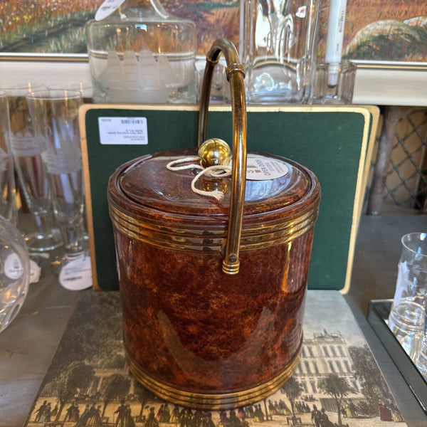 Patent leather padded ice bucket Burlwood look