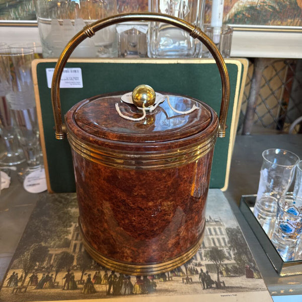 Patent leather padded ice bucket Burlwood look