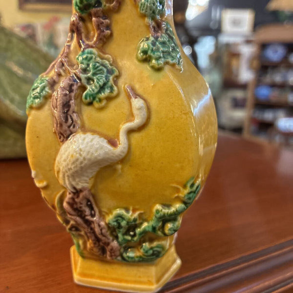 Vintage Chinese Glazed Yellow Vase 5.5 x 2.5