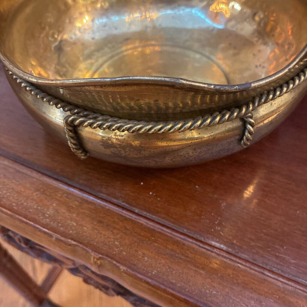 Vintage Hammered Brass Planter 8" x 4"
