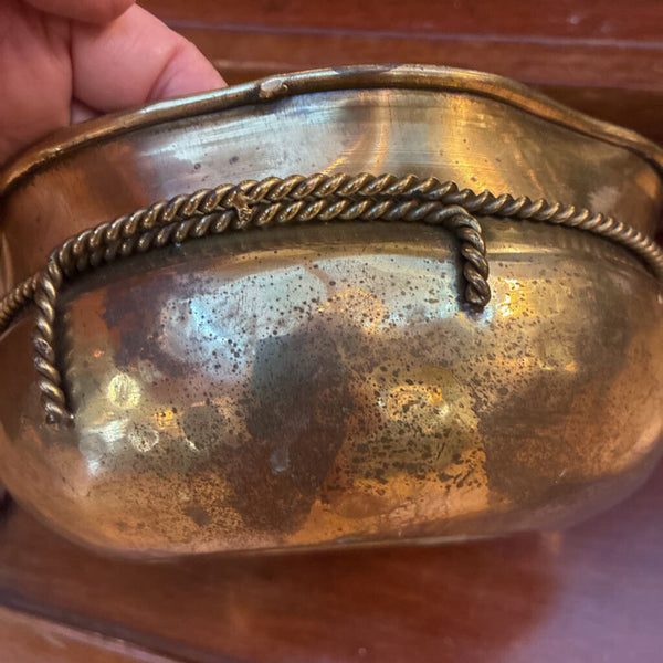 Vintage Hammered Brass Planter 8" x 4"