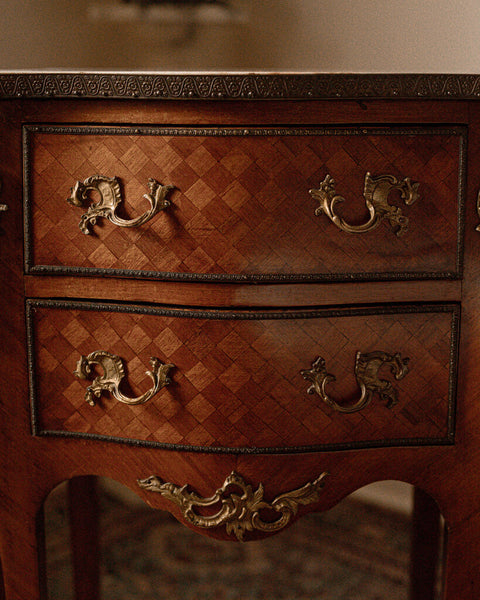 Pair of Antique French Louis XV Marquetry Nightstands