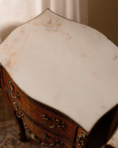 Pair of Antique French Louis XV Marquetry Nightstands