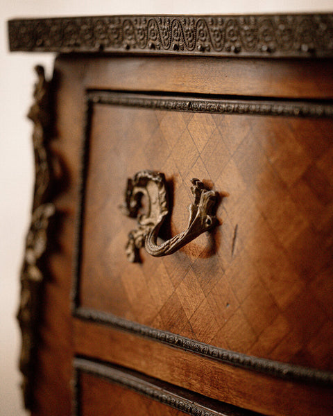 Pair of Antique French Louis XV Marquetry Nightstands