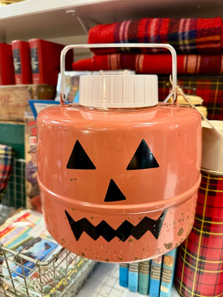 JFV ~ Vintage Repurpose jack-o'-lantern insulated jug with Halloween decal