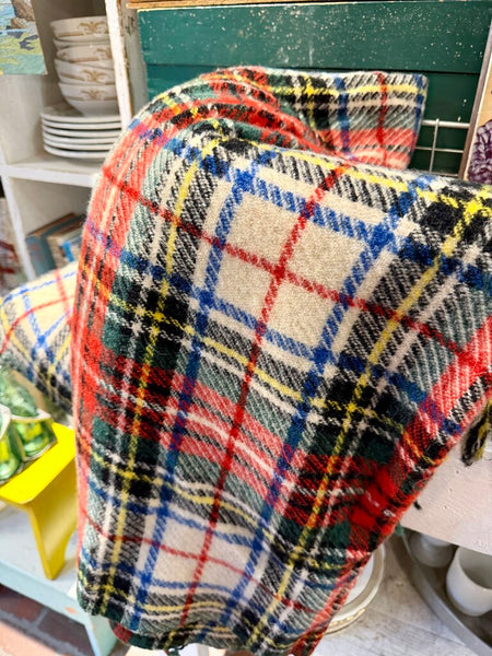 JFV ~ Vintage Wool Holiday Plaid Blanket